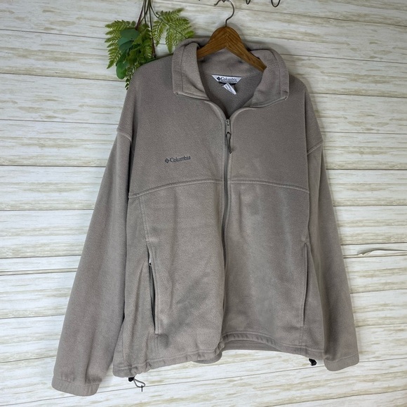 Columbia Taupe Tan Full Zip Fleece Jacket - Picture 1 of 6